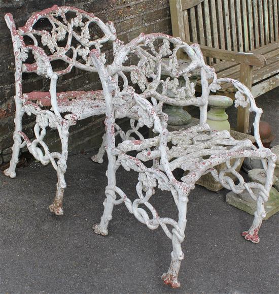 Pair Victorian metal garden seats